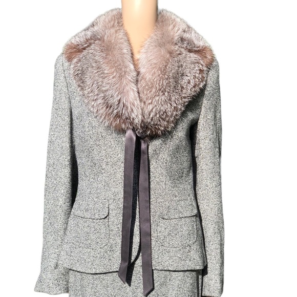 ESCADA skirt suit with Fox fur trim Sz m eu 38 - Picture 10 of 15